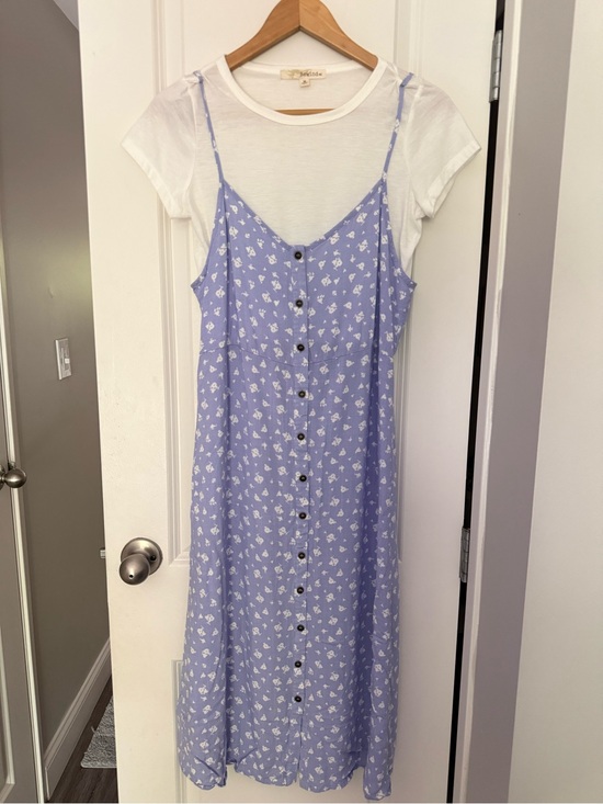 Rewind Dresses & Skirts - Rewind Lilac Floral Midi Dress With Tshirt Layer Coquette Summer Vacation Linen